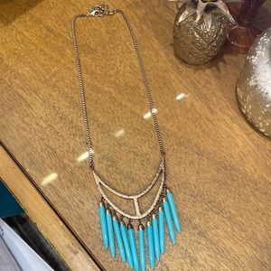 Lucky Brand Tribal turquoise and gold necklace